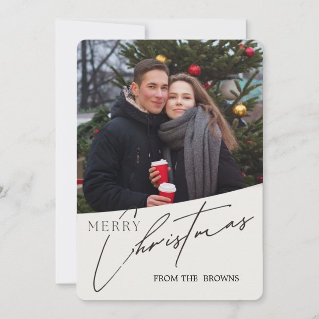 Modern Trendy Christmas couple photo  Holiday Card (Front)