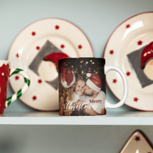 Modern Trendy Christmas Dark Dusky Family Photo Coffee Mug