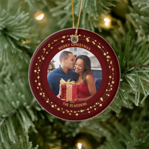 Modern Trendy Christmas Dark Gold Accent Couple Ceramic Tree Decoration