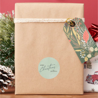 Modern Trendy Christmas | Elegant Green Classic Round Sticker