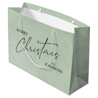 Modern Trendy Christmas | Elegant Green Large Gift Bag