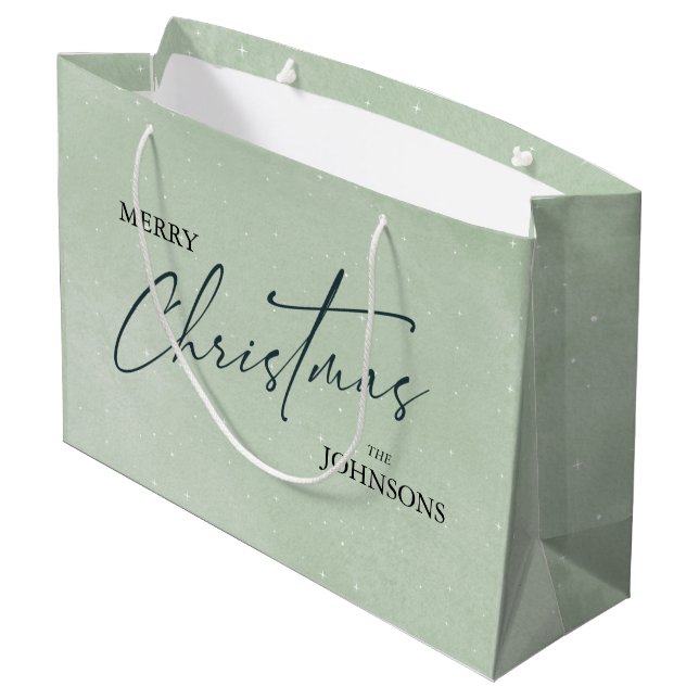 Modern Trendy Christmas | Elegant Green Large Gift Bag (Back Angled)
