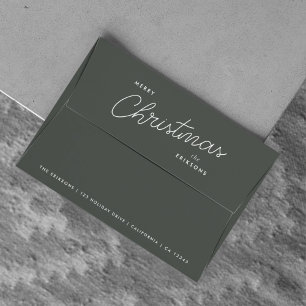 Modern Trendy Christmas   Forest Green Dark Dusky Envelope