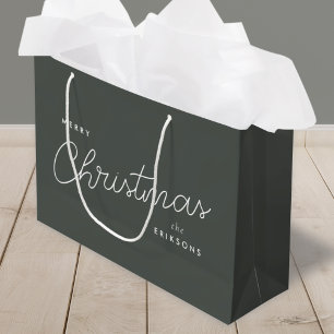 Modern Trendy Christmas Forest Green Dark Dusky Large Gift Bag