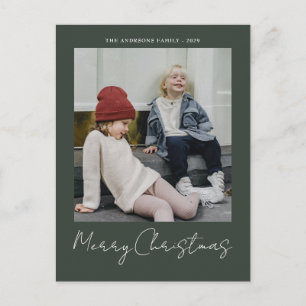 Modern Trendy Christmas   Forest Green Dark Dusky  Postcard