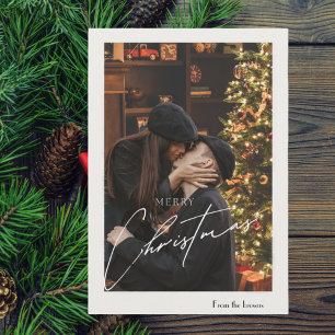 Modern Trendy Christmas    Romantic Couple Photo  Holiday Card