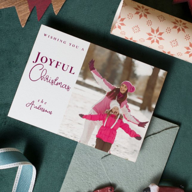 Modern Trendy Christmas snowflakes Photo Holiday (Modern Trendy Christmas Photo Holiday Card)