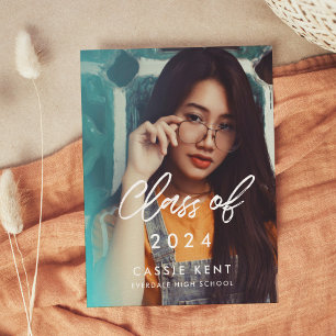 Modern trendy Class of 2024 Photo graduation Postcard