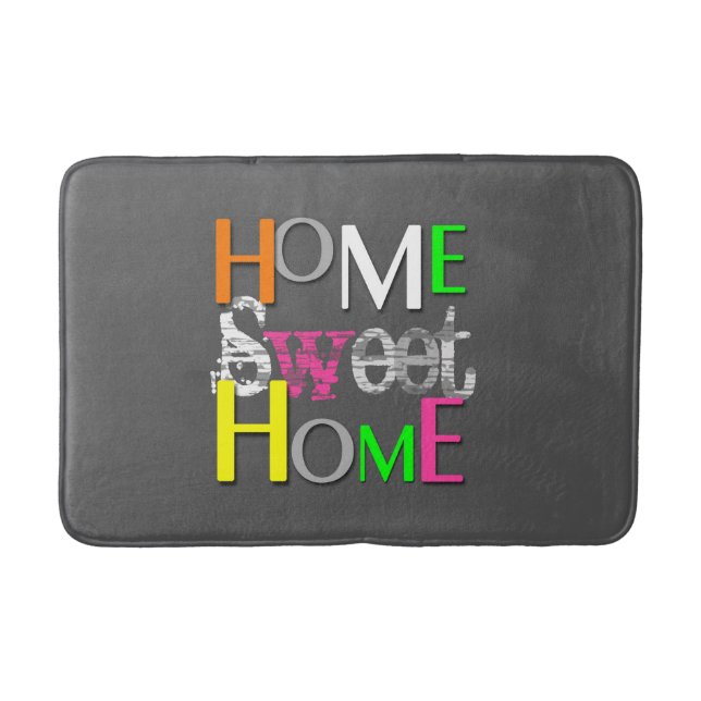 Modern Trendy Colorful Home Sweet Home Bath Mat (Front)