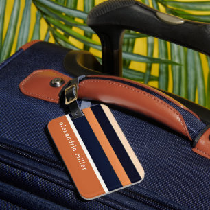 Modern Trendy Colour Block Stripes Luggage Tag