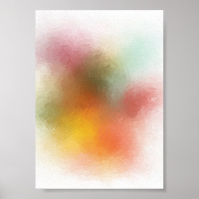 Modern Trendy Colourful Abstract Art Red Yellow Poster (Front)