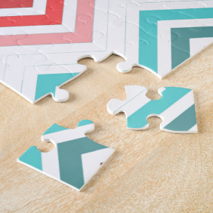 Modern, trendy, colourful chevron zigzag jigsaw puzzle