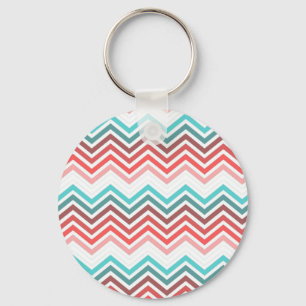 Modern, trendy, colourful chevron zigzag key ring