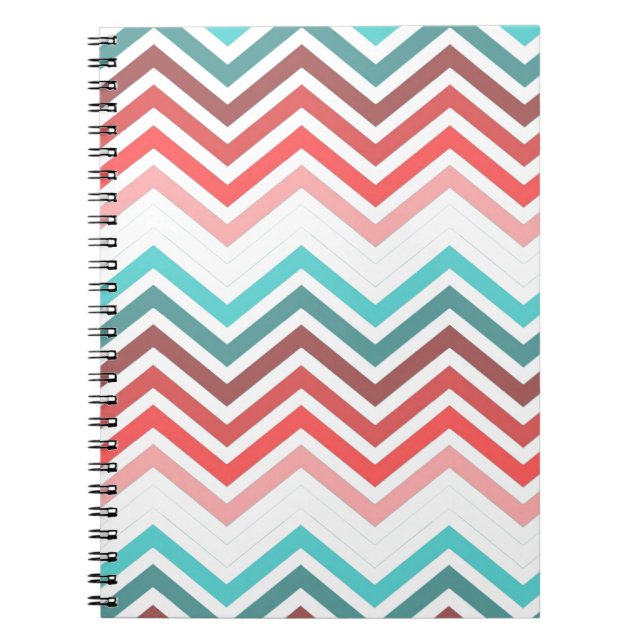 Modern, trendy, colourful chevron zigzag notebook (Front)