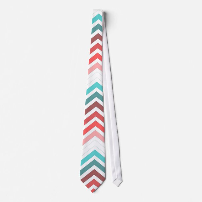 Modern, trendy, colourful chevron zigzag tie (Front)