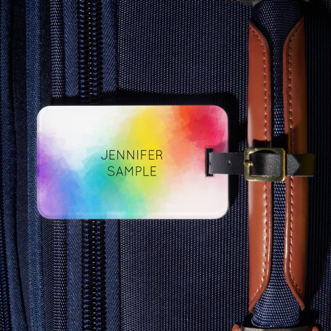 Modern Trendy Colourful Design Elegant Template Luggage Tag (Front Insitu 4)