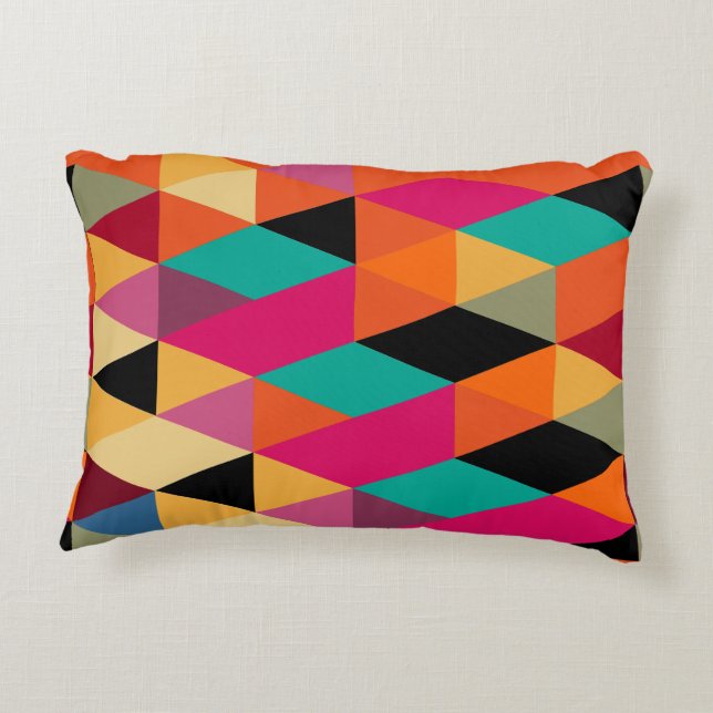 Modern Trendy Colourful Geometric Pattern Decorative Cushion (Back)