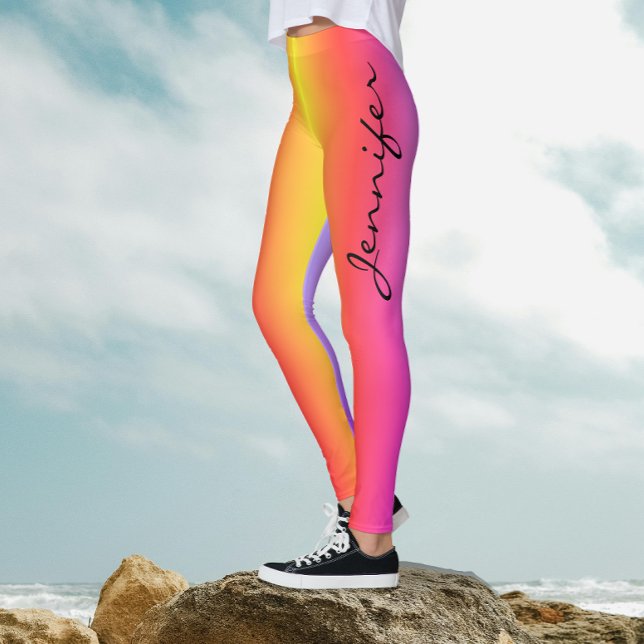 Modern Trendy Colourful Girly Pink Gradient Sport Leggings (Creator Uploaded)