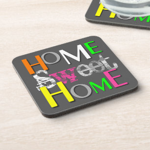 Modern Trendy Colourful Home Sweet Home Coaster