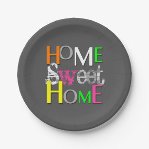 Modern Trendy Colourful Home Sweet Home Paper Plate