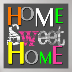 Modern Trendy Colourful Home Sweet Home Poster