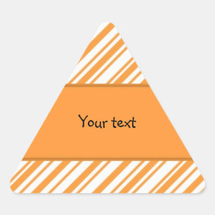 Modern trendy colourful orange and white stripes Triangle Sticker