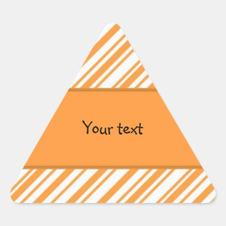 Modern trendy colourful orange and white stripes Triangle Sticker