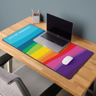 MODERN TRENDY colourful organic abstract rainbow Desk Mat