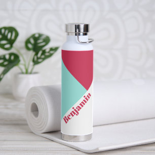 Modern Trendy Colourful Pink  Personalised Name Water Bottle