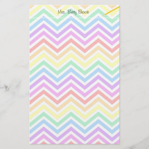 modern, trendy colourful rainbow chevron zigzag stationery