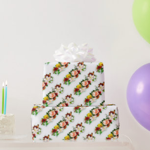 Modern Trendy Colourful Roses Flowers Gift Wrapping Paper