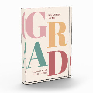 Modern Trendy Colourful Script Graduation Photo Block