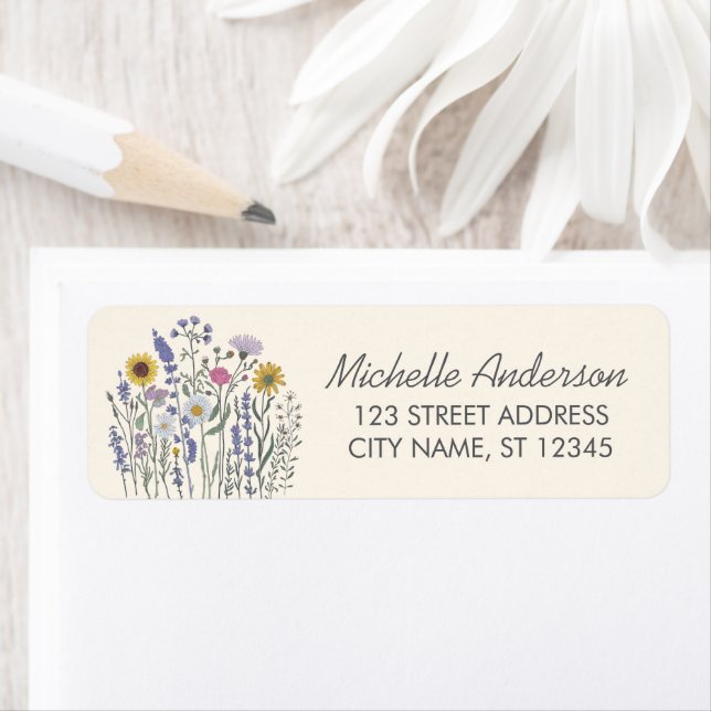 Modern Trendy Colourful Wildflower Return Address  (Insitu)