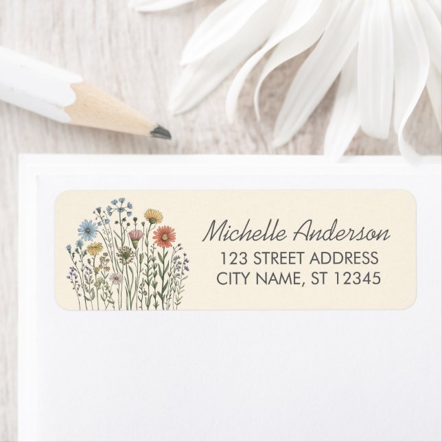 Modern Trendy Colourful Wildflower Return Address  (Insitu)