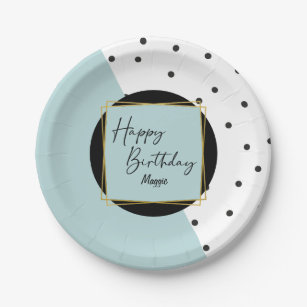 Modern Trendy Confetti Dots Birthday for Her Paper Plate
