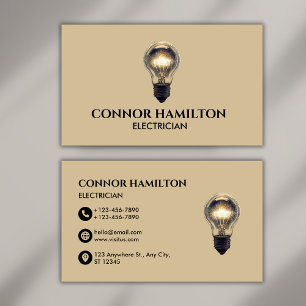 Modern Trendy Cool Lightbulb Electrician Business Card