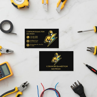 Modern Trendy Cool Lightning Electrician Business Card