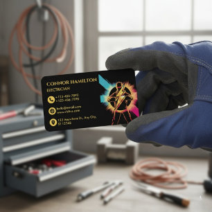 Modern Trendy Cool Lightning Electrician Business Card