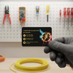 Modern Trendy Cool Lightning Electrician Business Card