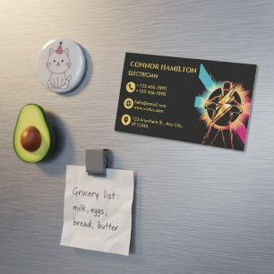 Modern Trendy Cool Lightning Electrician Magnetic Business Card