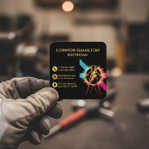Modern Trendy Cool Lightning Electrician Square Business Card