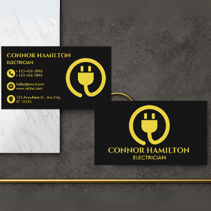 Modern Trendy Cool Yellow Cable Electrician Business Card