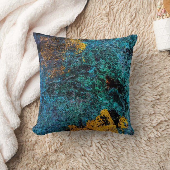 Modern Trendy Copper Metallic Blue Green Cushion (Blanket)