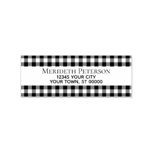 Modern Trendy Custom Buffalo Plaid Return Address Rubber Stamp