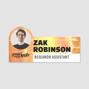 Modern Trendy Custom Logo Photo ID Title Employee Name Tag