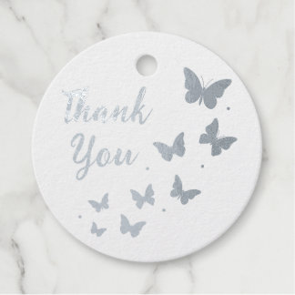 Modern Trendy Cute Gold Foil Butterfly Thank You Favour Tags