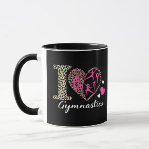 Modern Trendy Cute I Love Gymnastics Leopard       Mug