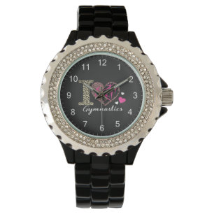 Modern Trendy Cute I Love Gymnastics Leopard       Watch