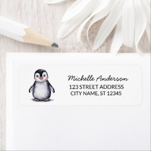 Modern Trendy Cute Penguin Return Address