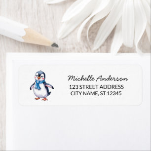 Modern Trendy Cute Penguin Return Address         